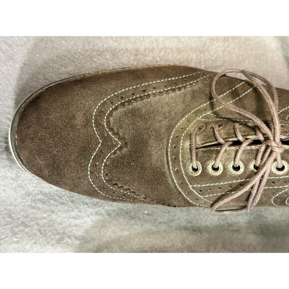 Johnston Murphy Mens Flex System Sheepskin Insole Brown Blue Stitching Sz 8 1/2M - Picture 12 of 14